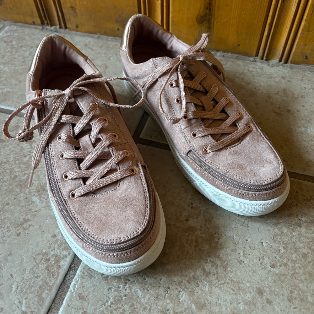 Women's Blush Suede BILLY Comfort Low lace-up zip-on shoes size 9.5